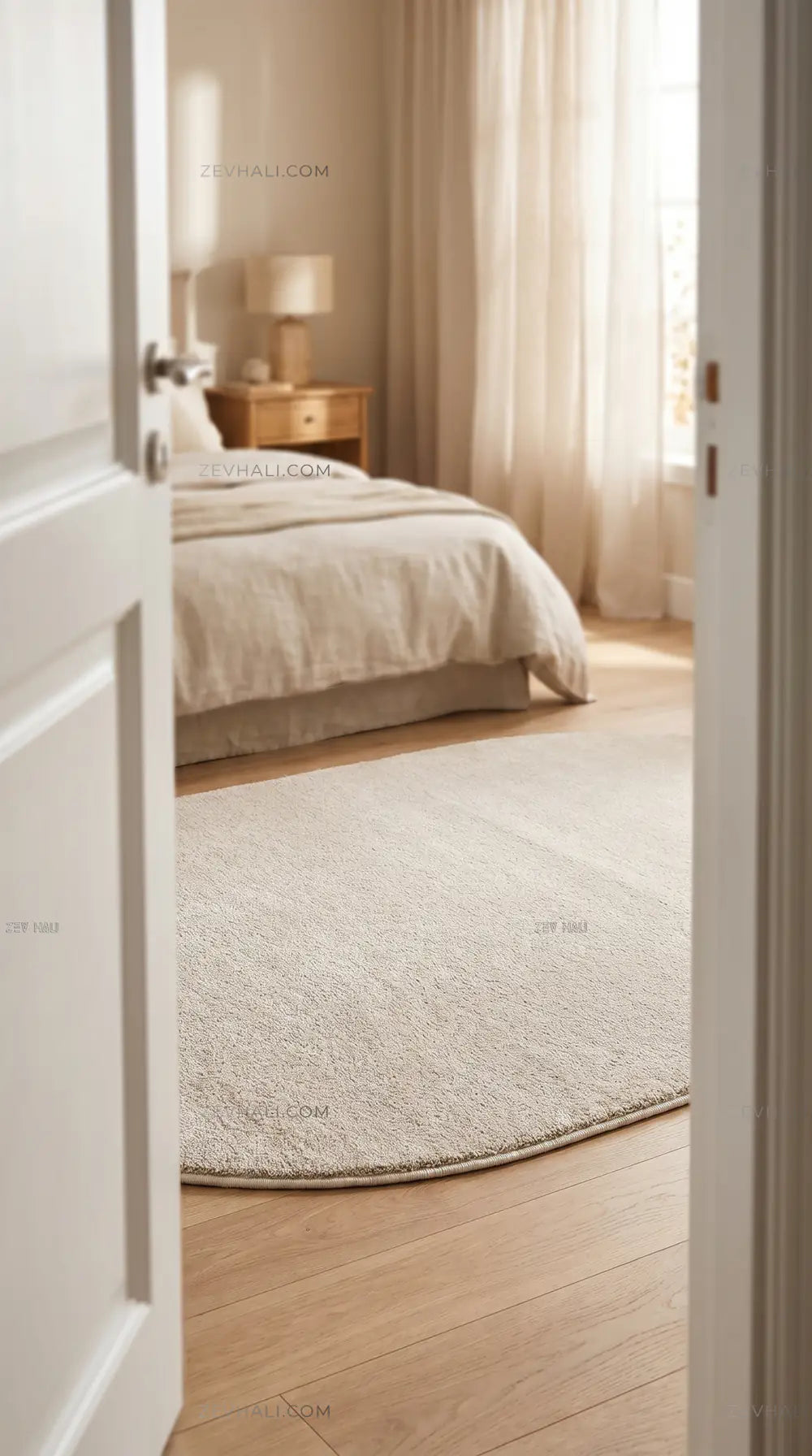 Zev Halı Pilosus Taş Rengi Oval Shaggy Özel Ölçü Dokuma Taban Halı