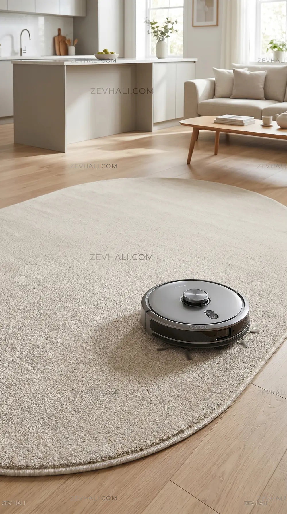 Zev Halı Pilosus Taş Rengi Oval Shaggy Özel Ölçü Dokuma Taban Halı