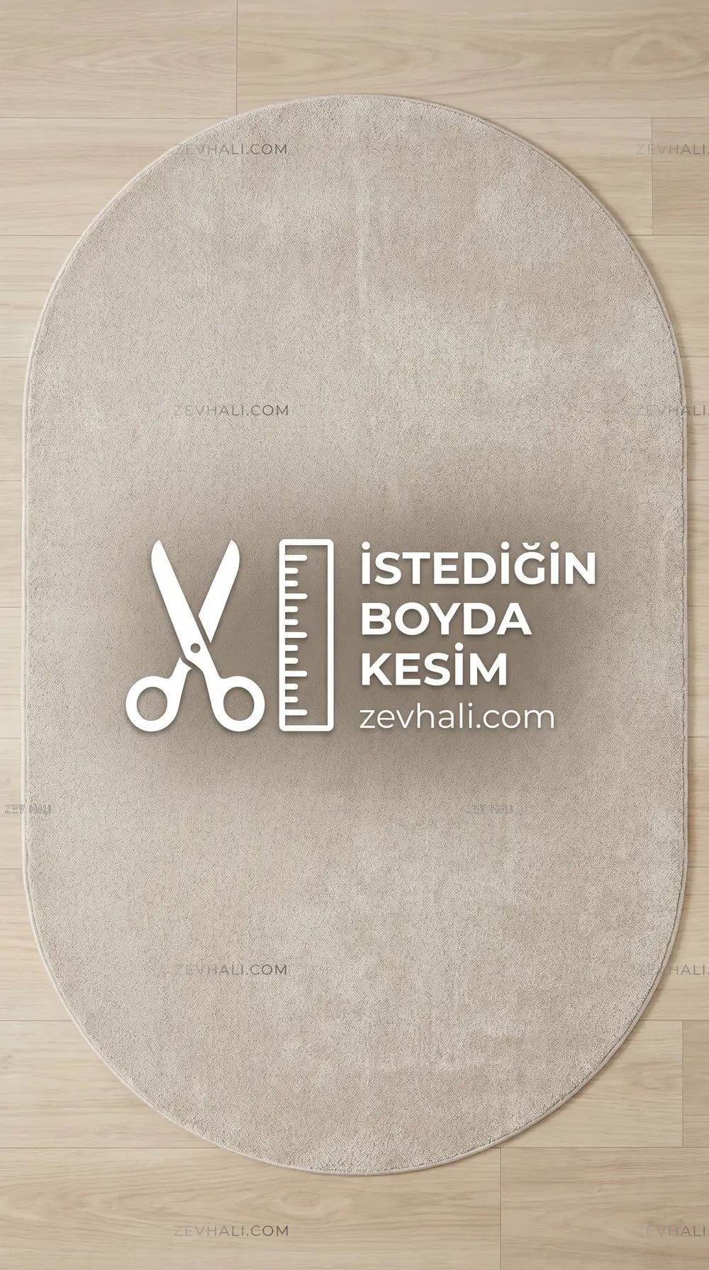 Zev Halı Pilosus Taş Rengi Oval Shaggy Özel Ölçü Dokuma Taban Halı