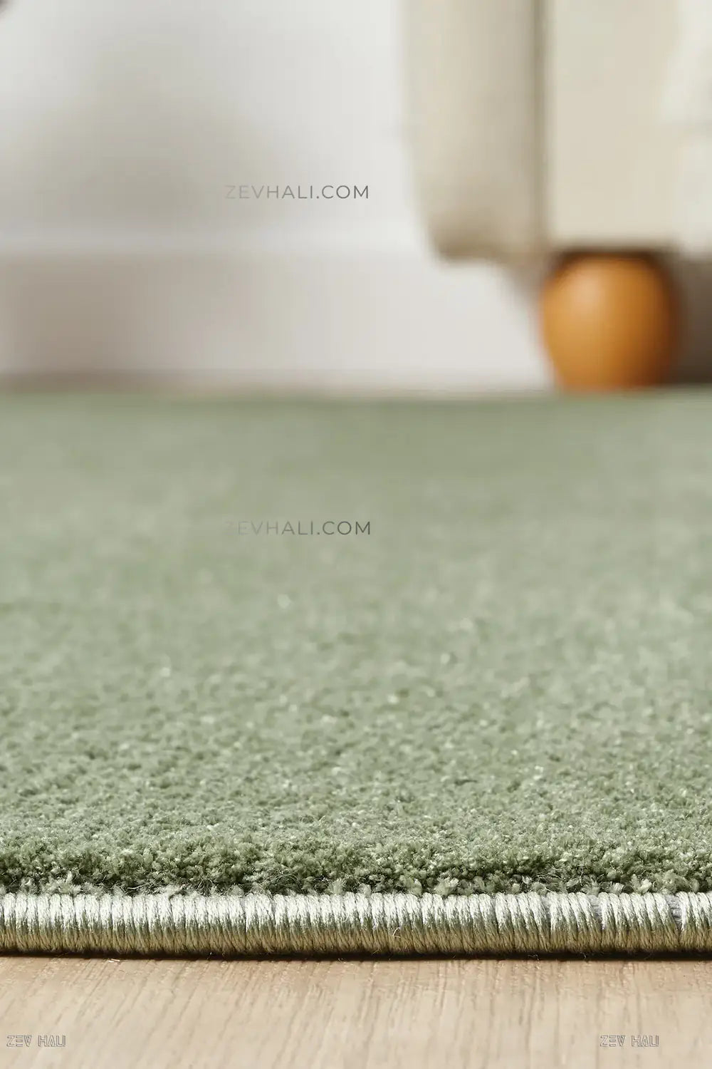 Zev Halı Pilosus Yeşil Oval Peluş Shaggy Özel Ölçü Dokuma Taban Halı