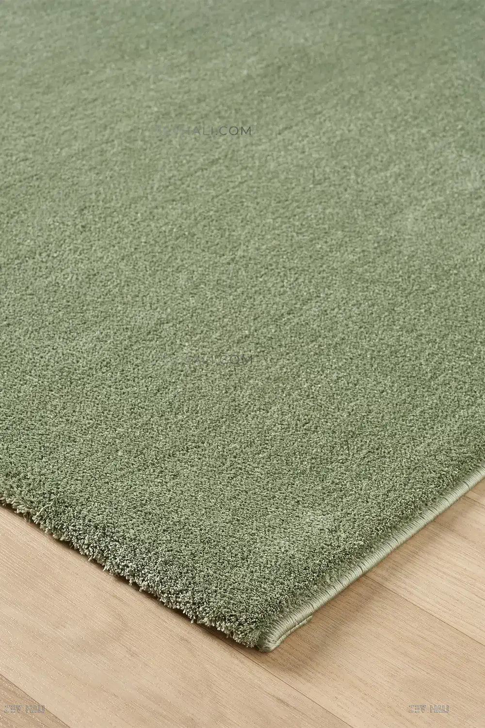 Zev Halı Pilosus Yeşil Oval Peluş Shaggy Özel Ölçü Dokuma Taban Halı