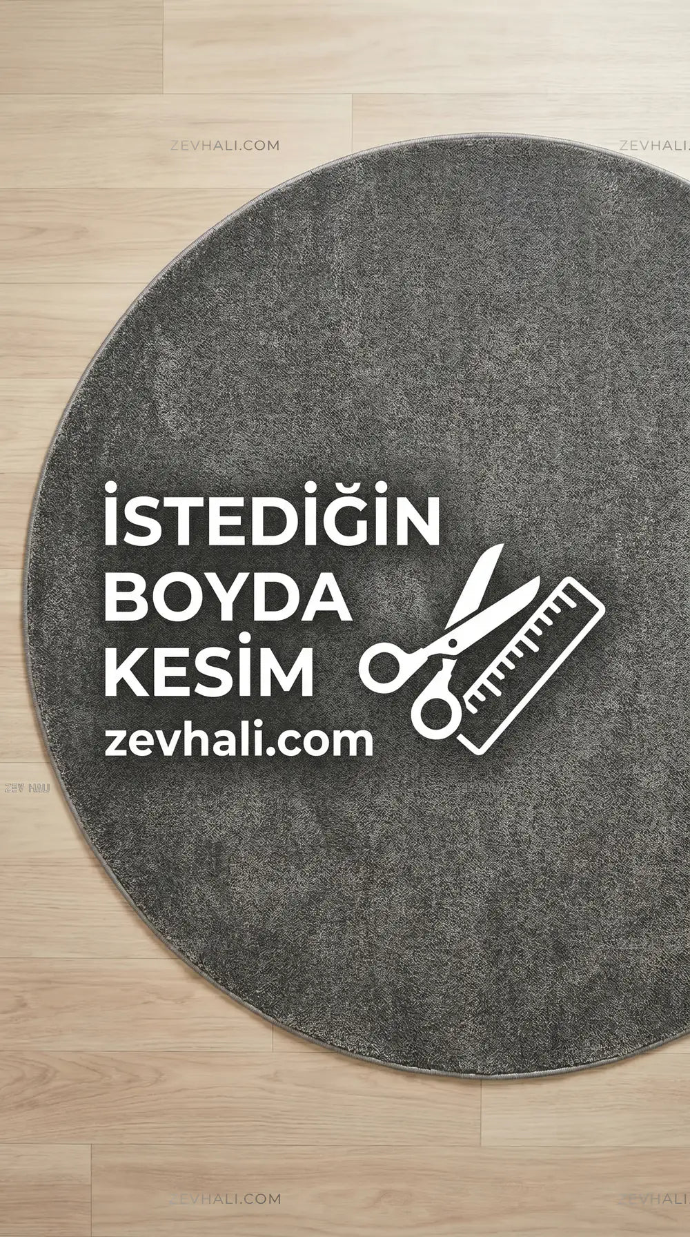 Zev Halı Pilosus Antrasit Daire Shaggy Özel Ölçü Dokuma Taban Halı | Shaggy Halı | Zev Halı
