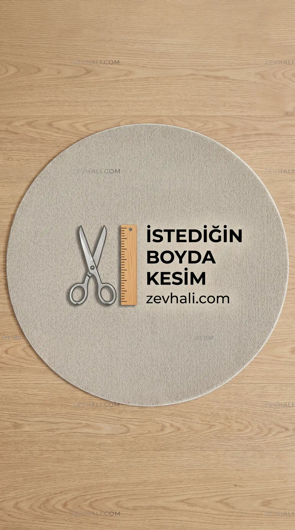 Zev Halı Pilosus Bej Daire Peluş Özel Ölçü Yuvarlak Shaggy Halı | Shaggy Halı | Zev Halı