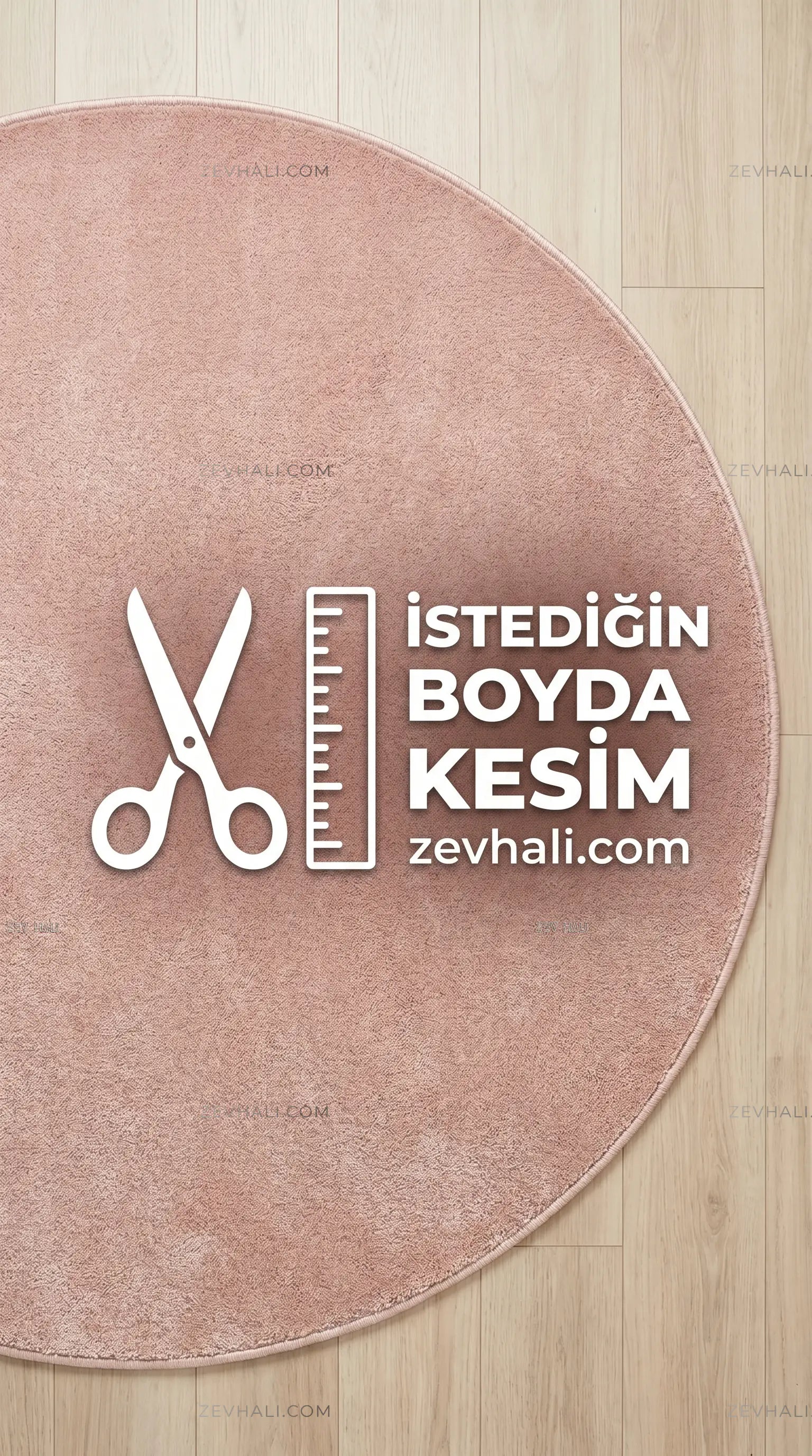 Zev Halı Pilosus Pembe Daire Shaggy Özel Ölçü Dokuma Taban Peluş Halı | Shaggy Halı | Zev Halı