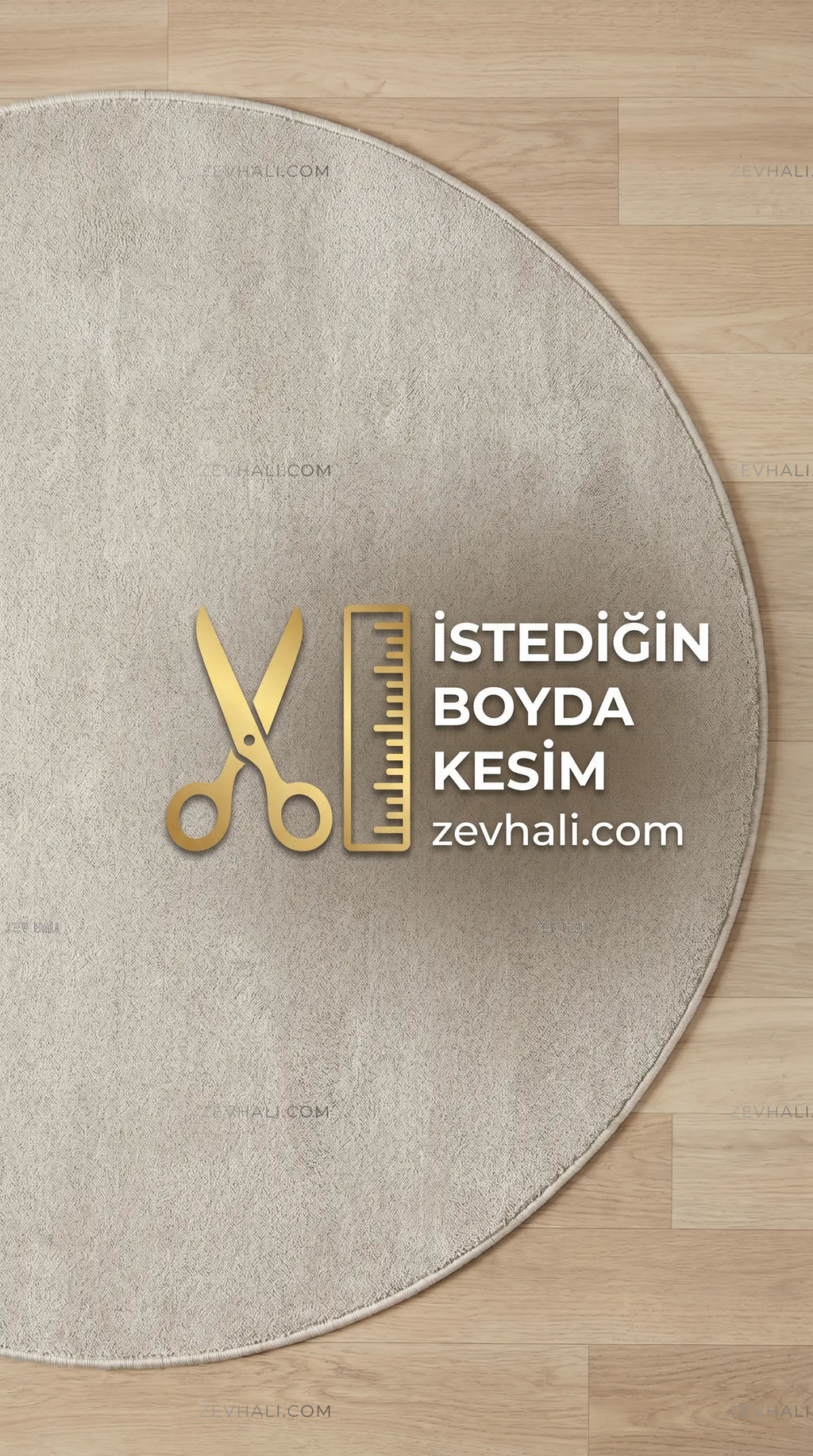 Zev Halı Pilosus Taş Rengi Daire Özel Ölçü Dokuma Taban Shaggy Halı | Shaggy Halı | Zev Halı