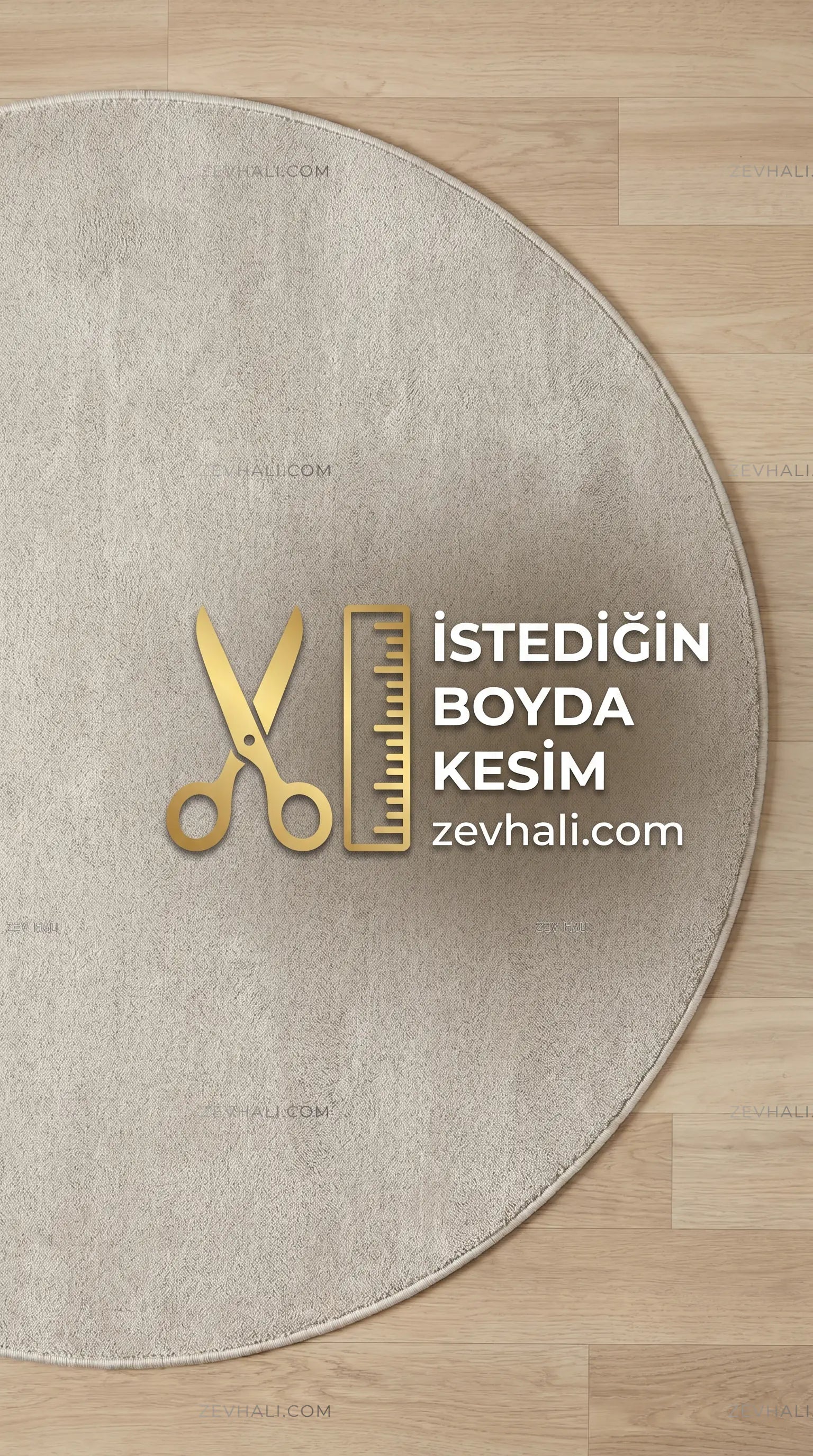 Zev Halı Pilosus Taş Rengi Daire Özel Ölçü Dokuma Taban Shaggy Halı | Shaggy Halı | Zev Halı