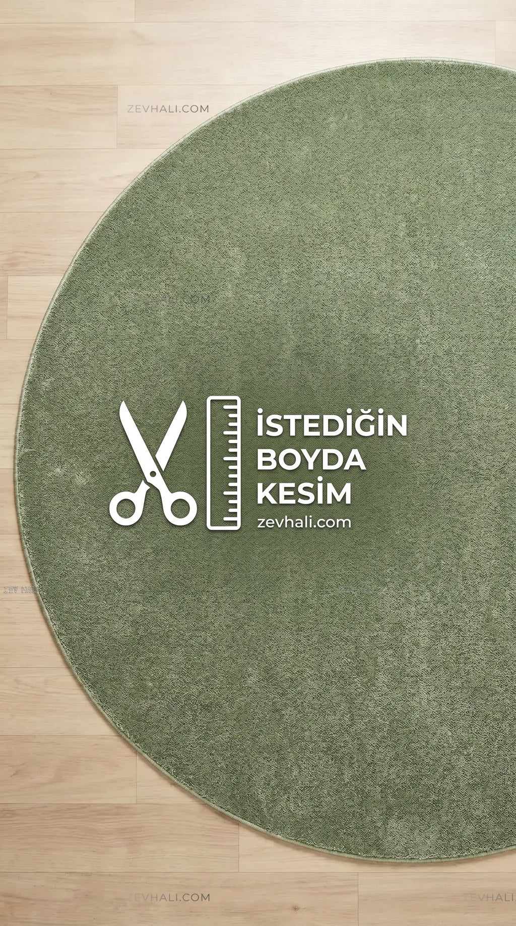 Zev Halı Pilosus Yeşil Daire Shaggy Özel Ölçü Dokuma Taban Peluş Halı | Shaggy Halı | Zev Halı