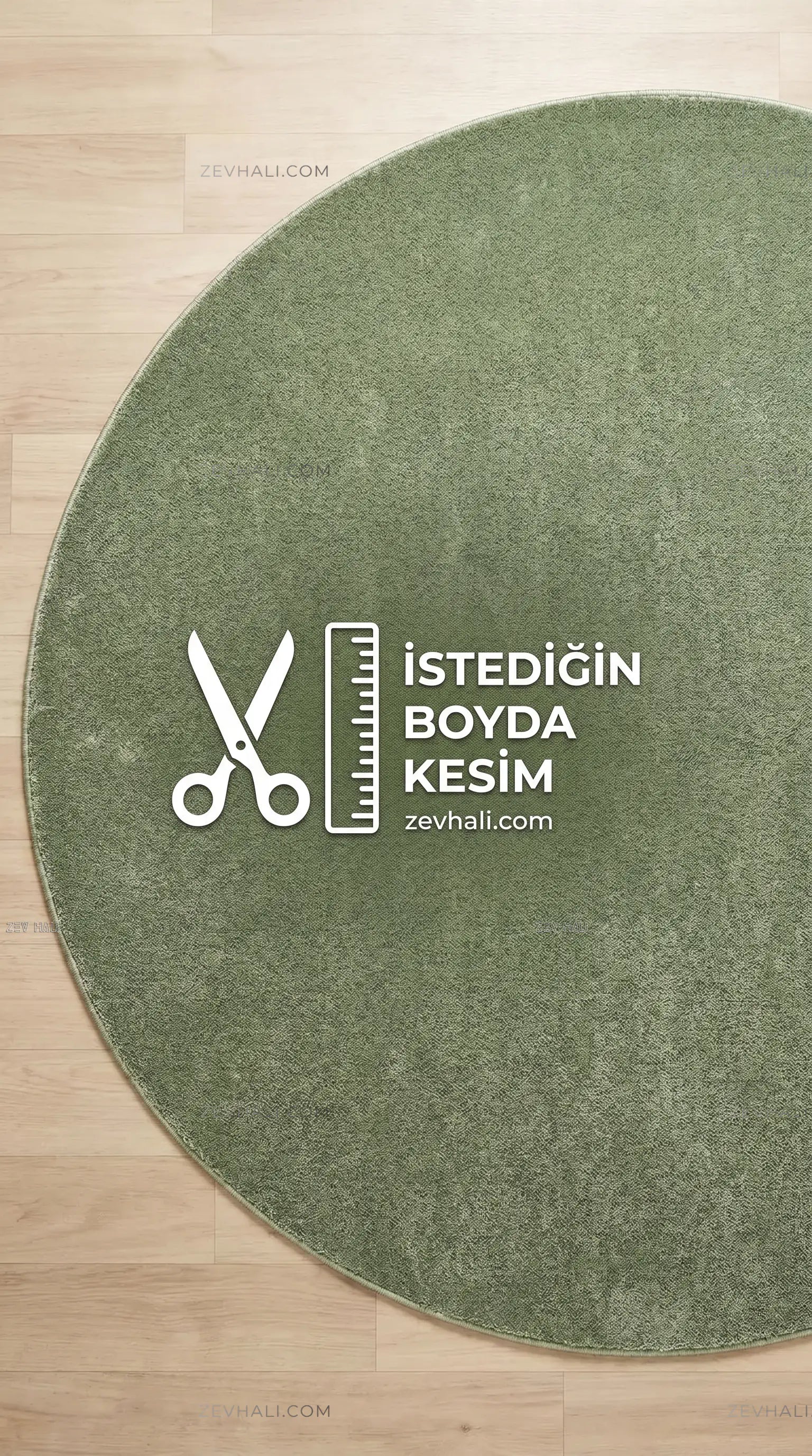 Zev Halı Pilosus Yeşil Daire Shaggy Özel Ölçü Dokuma Taban Peluş Halı | Shaggy Halı | Zev Halı
