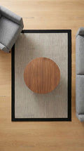 Zev Halı Sisal Plus Bej Siyah Balıksırtı Çerçeveli Makinede Yıkanabilir Salon Halısı ZS08 | Sisal Halı | Zev Halı