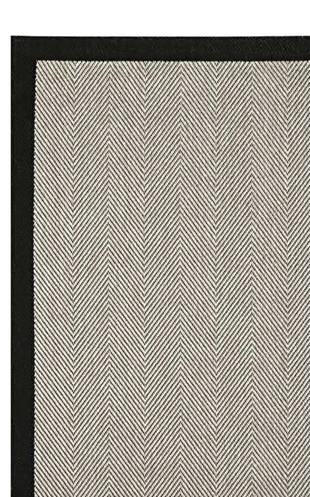Zev Halı Sisal Plus Bej Siyah Balıksırtı Çerçeveli Makinede Yıkanabilir Salon Halısı ZS08 | Sisal Halı | Zev Halı