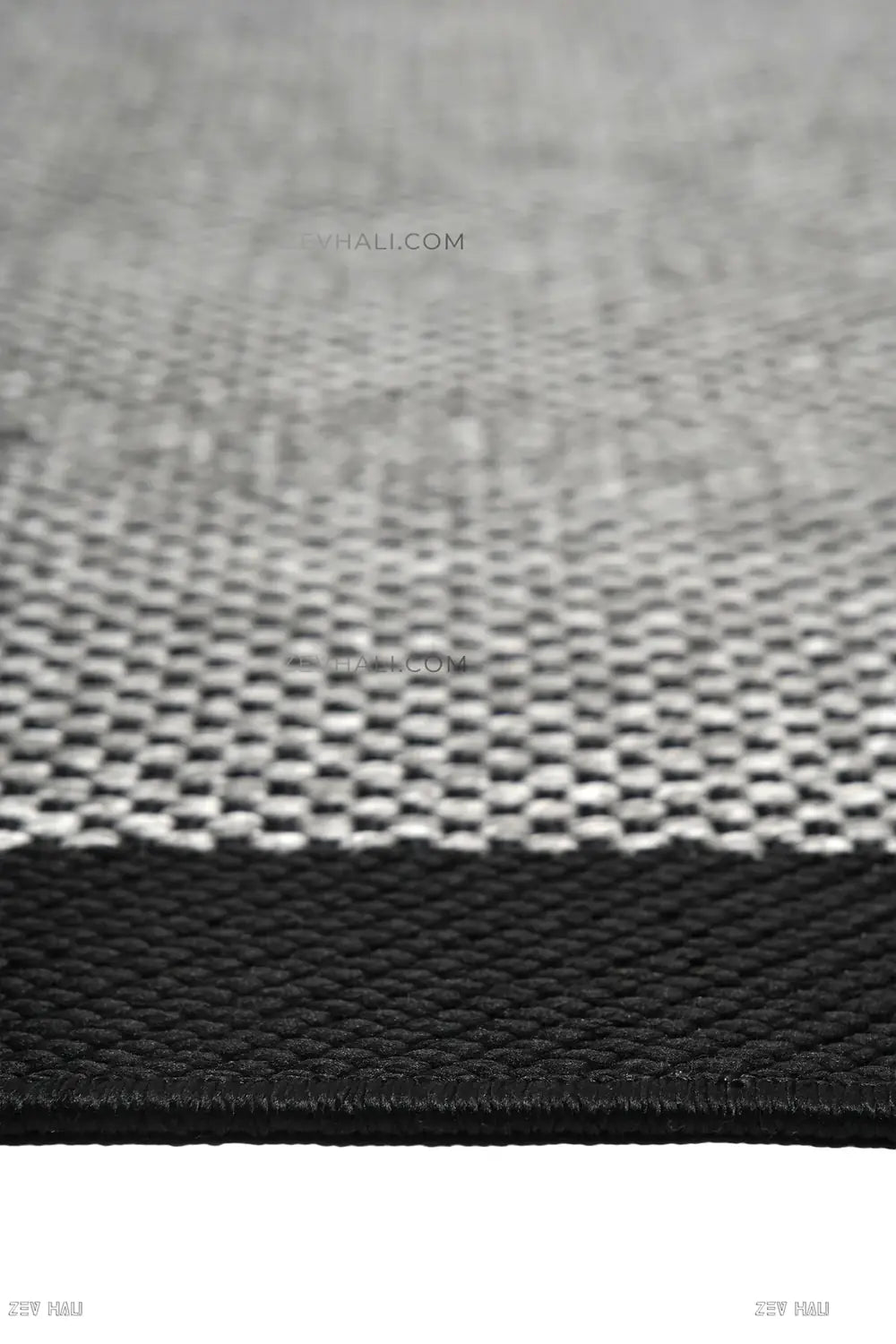 Zev Halı Sisal Plus Gri Siyah Çerçeveli Makinede Yıkanabilir Salon Mutfak Balkon Halısı ZS10 | Sisal Halı | Zev Halı