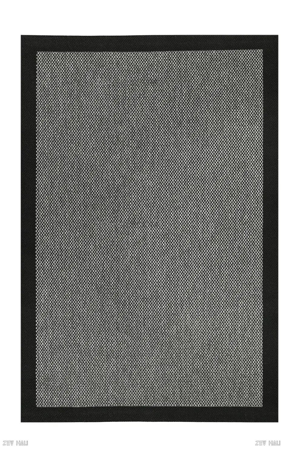 Zev Halı Sisal Plus Gri Siyah Çerçeveli Makinede Yıkanabilir Salon Mutfak Balkon Halısı ZS10 | Sisal Halı | Zev Halı