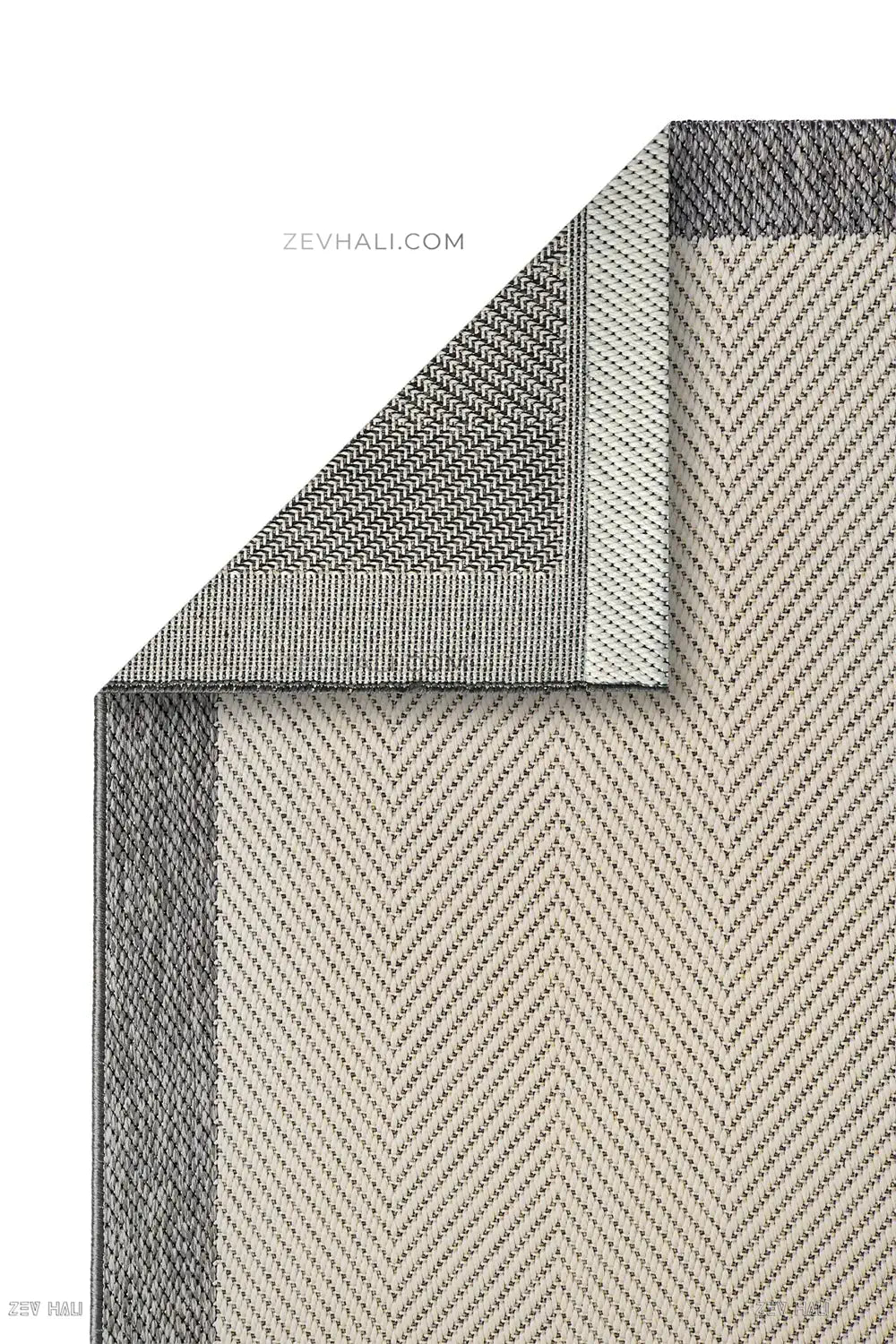 Zev Halı Sisal Plus Krem Gri Çerçeveli Makinede Yıkanabilir Salon Yatak Odası Mutfak Halısı ZS12