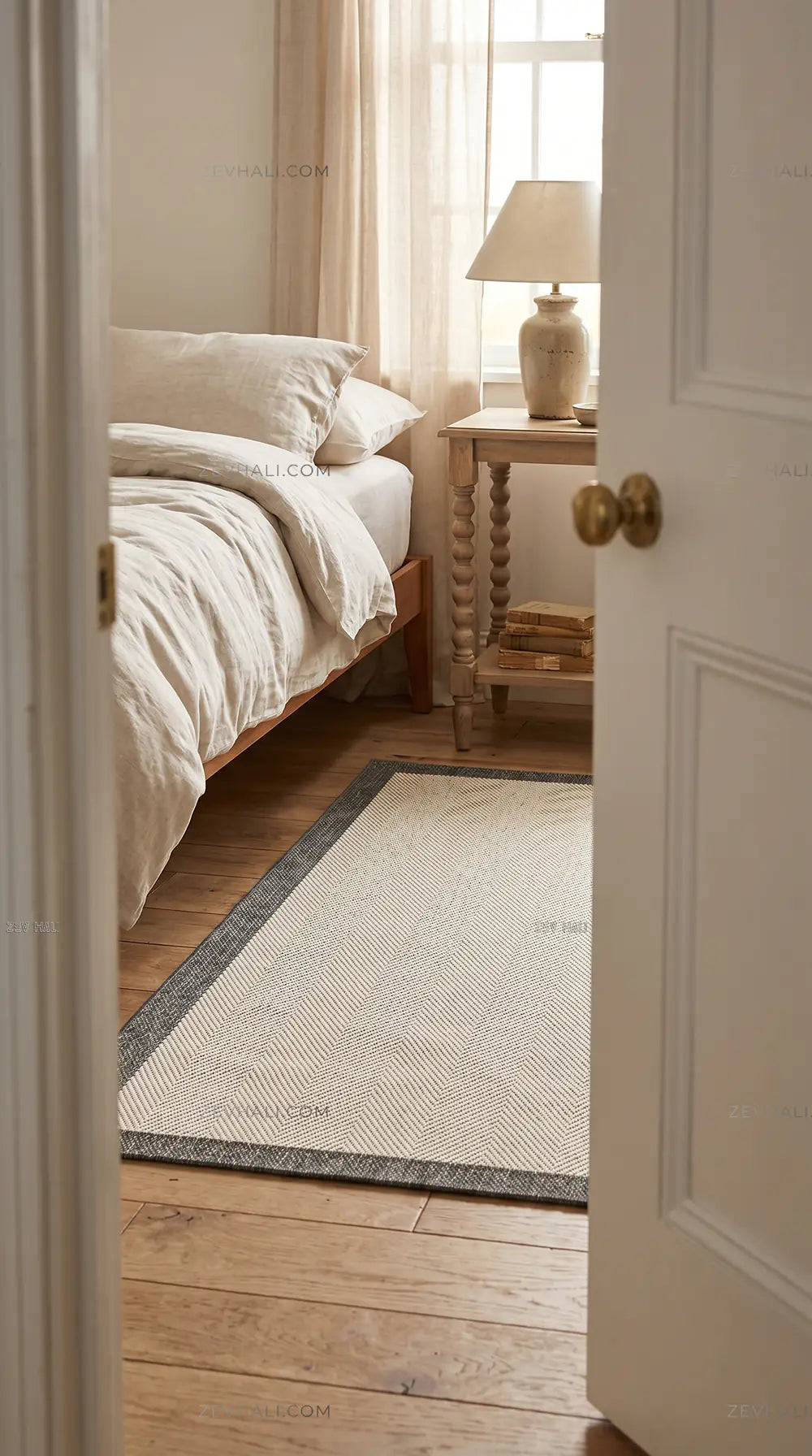 Zev Halı Sisal Plus Krem Gri Çerçeveli Makinede Yıkanabilir Salon Yatak Odası Mutfak Halısı ZS12