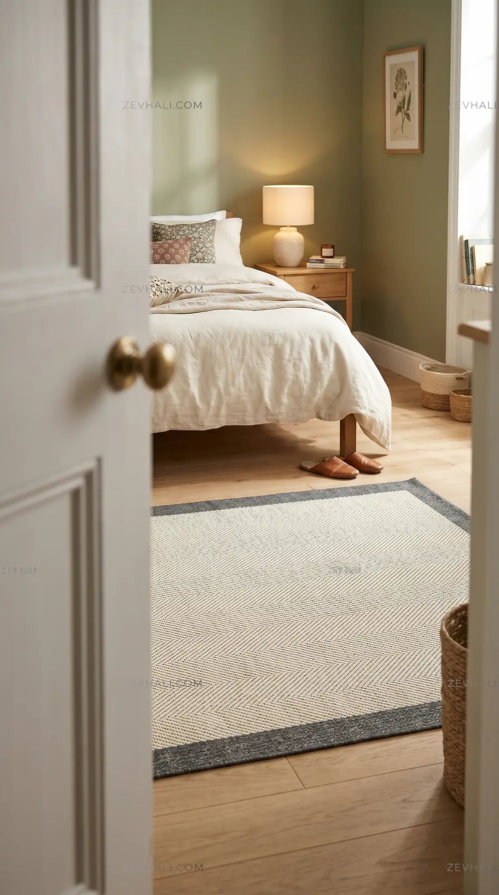 Zev Halı Sisal Plus Krem Gri Çerçeveli Makinede Yıkanabilir Salon Yatak Odası Mutfak Halısı ZS12