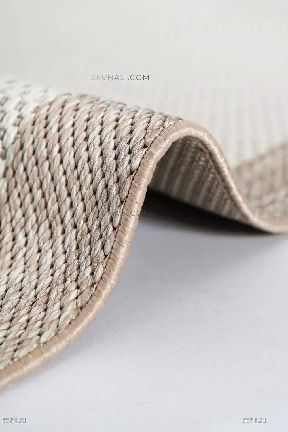 Zev Halı Sisal Plus Krem Bej Mikro Dokulu Çerçeveli Yıkanabilir Salon Mutfak Balkon Halısı ZS15 | Sisal Halı | Zev Halı
