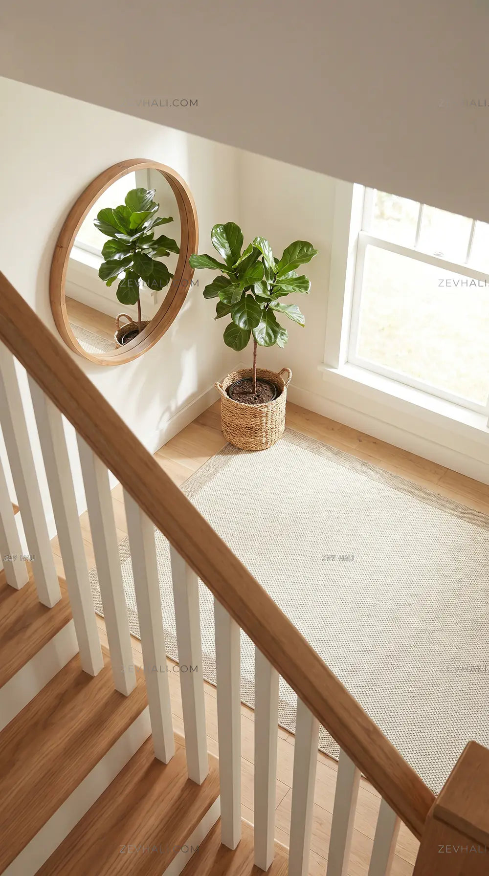 Zev Halı Sisal Plus Krem Bej Mikro Dokulu Çerçeveli Yıkanabilir Salon Mutfak Balkon Halısı ZS15 | Sisal Halı | Zev Halı