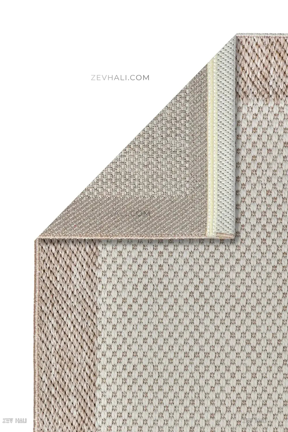 Zev Halı Sisal Plus Krem Bej Mikro Dokulu Çerçeveli Yıkanabilir Salon Mutfak Balkon Halısı ZS15 | Sisal Halı | Zev Halı