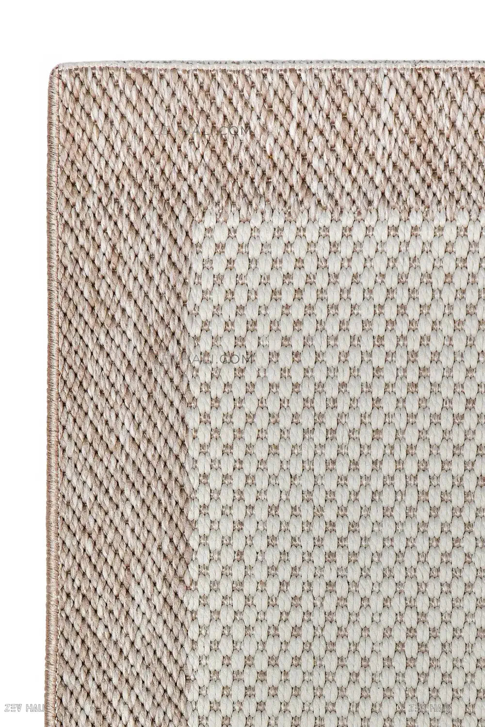 Zev Halı Sisal Plus Krem Bej Mikro Dokulu Çerçeveli Yıkanabilir Salon Mutfak Balkon Halısı ZS15 | Sisal Halı | Zev Halı