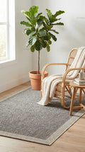 Zev Halı Sisal Plus Gri Krem Çerçeveli Yıkanabilir Salon Mutfak Koridor Balkon Halısı ZS16 | Sisal Halı | Zev Halı