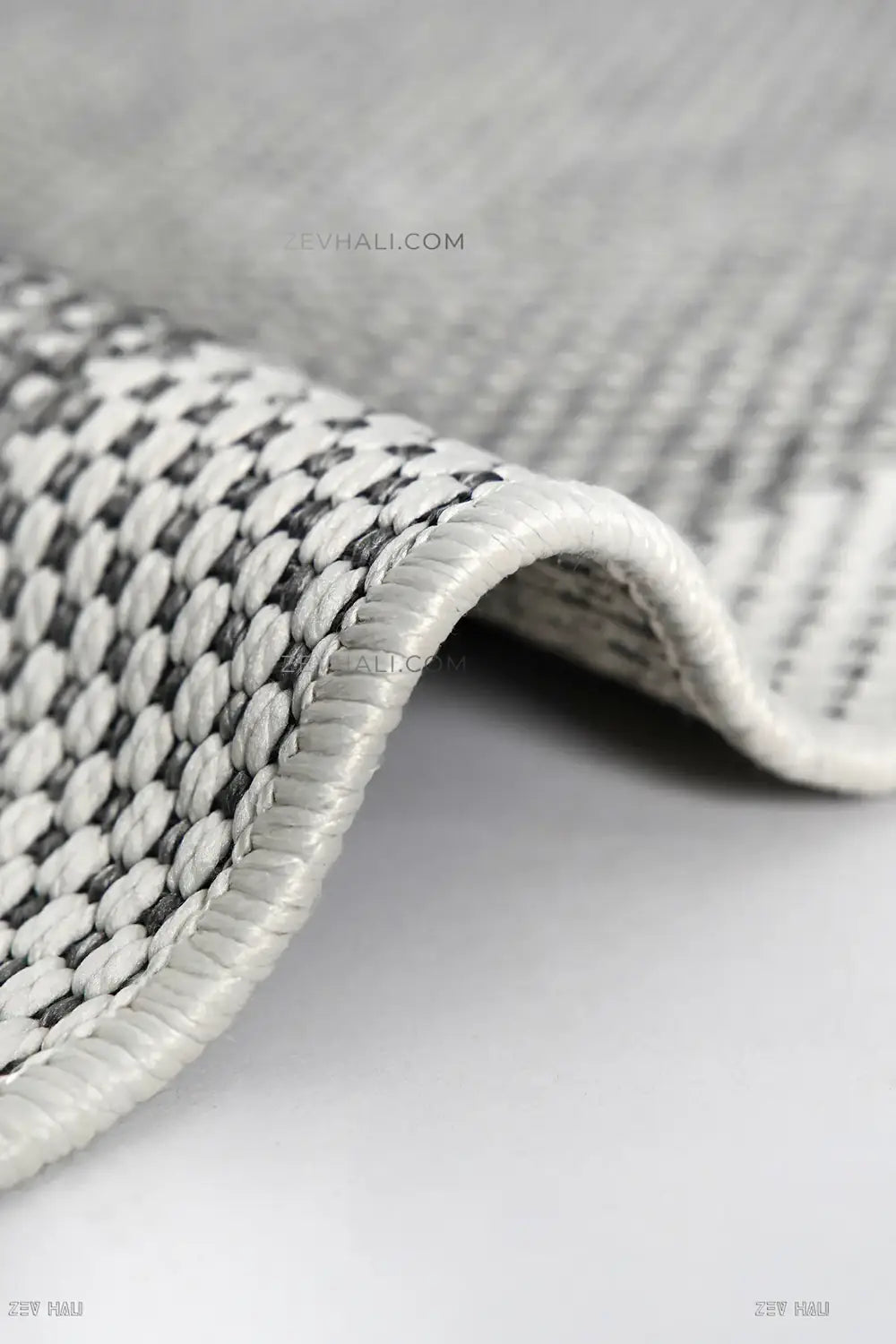 Zev Halı Sisal Plus Gri Krem Çerçeveli Yıkanabilir Salon Mutfak Koridor Balkon Halısı ZS16 | Sisal Halı | Zev Halı