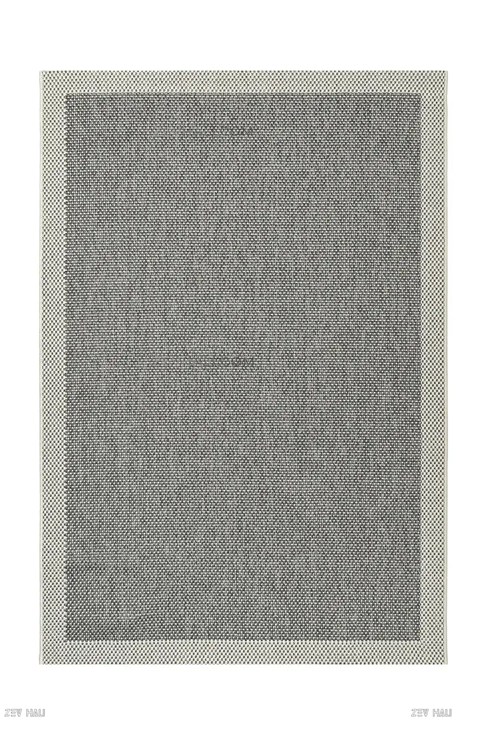 Zev Halı Sisal Plus Gri Krem Çerçeveli Yıkanabilir Salon Mutfak Koridor Balkon Halısı ZS16 | Sisal Halı | Zev Halı