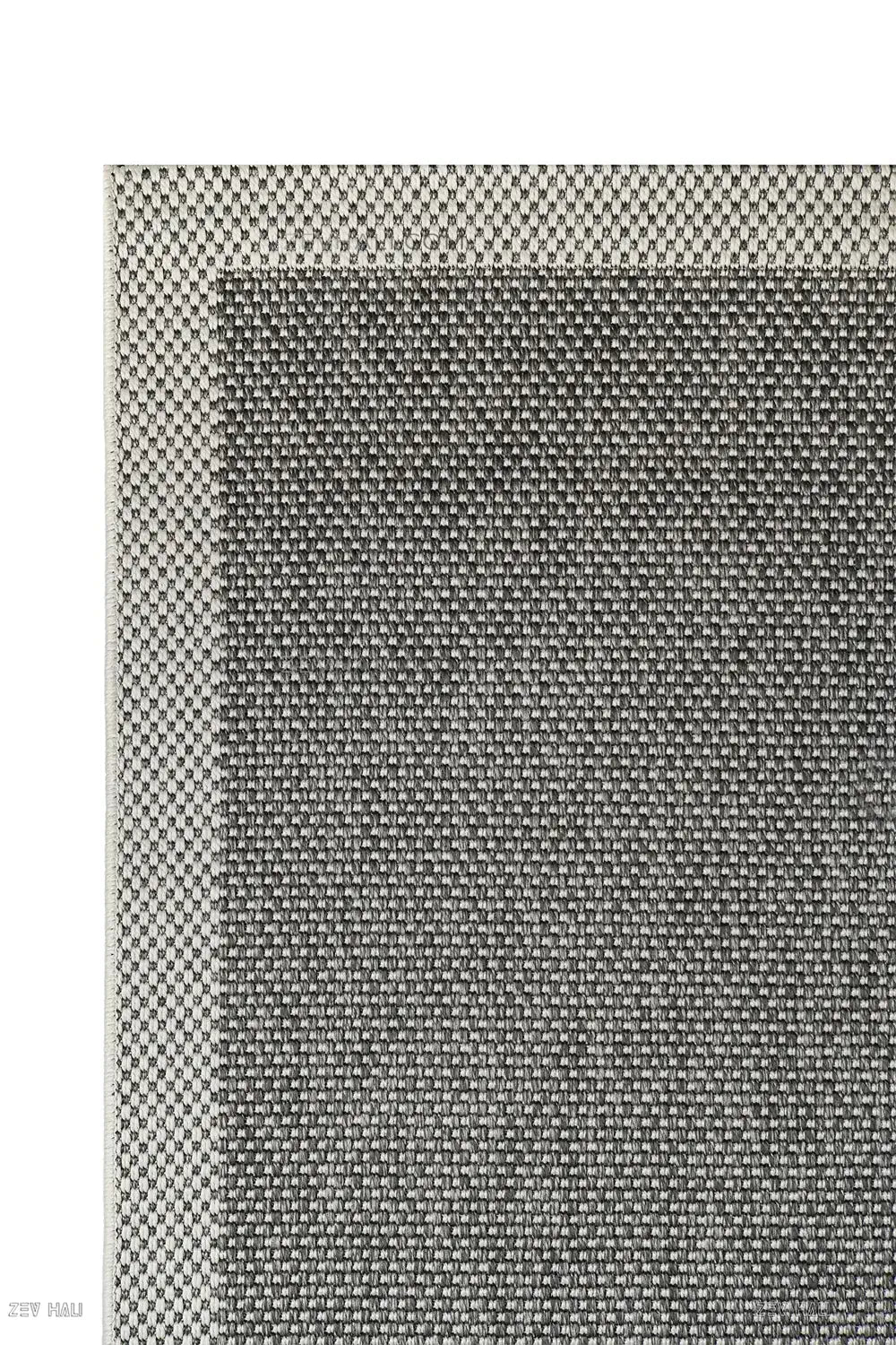 Zev Halı Sisal Plus Gri Krem Çerçeveli Yıkanabilir Salon Mutfak Koridor Balkon Halısı ZS16 | Sisal Halı | Zev Halı
