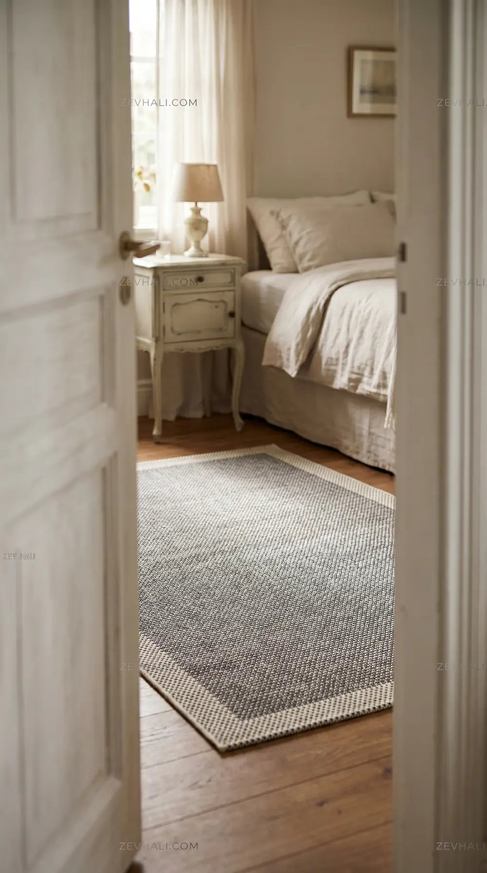 Zev Halı Sisal Plus Gri Krem Çerçeveli Yıkanabilir Salon Mutfak Koridor Balkon Halısı ZS16 | Sisal Halı | Zev Halı