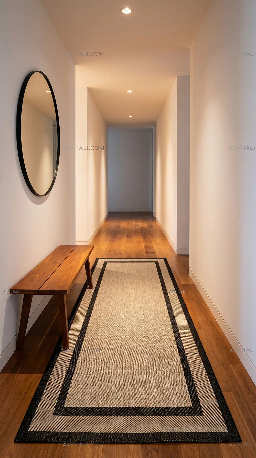 Zev Halı Sisal Plus Bej Siyah Çift Çerçeveli Yıkanabilir Salon Balkon Mutfak Koridor Halısı ZS17 | Sisal Halı | Zev Halı