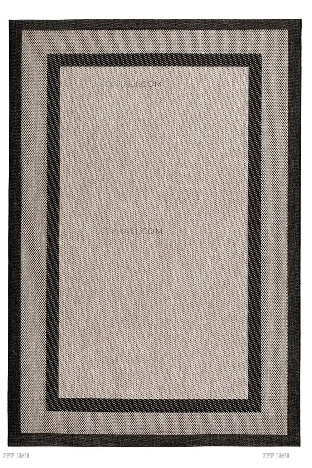 Zev Halı Sisal Plus Bej Siyah Çift Çerçeveli Yıkanabilir Salon Balkon Mutfak Koridor Halısı ZS17 | Sisal Halı | Zev Halı