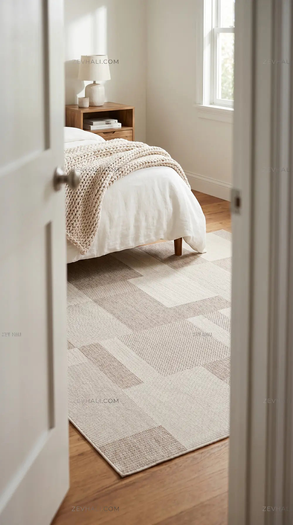 Zev Halı Sisal Vizon Geometrik Bloklu Makinede Yıkanabilir Kaymaz Salon Mutfak Halısı ZS03 | Sisal Halı | Zev Halı