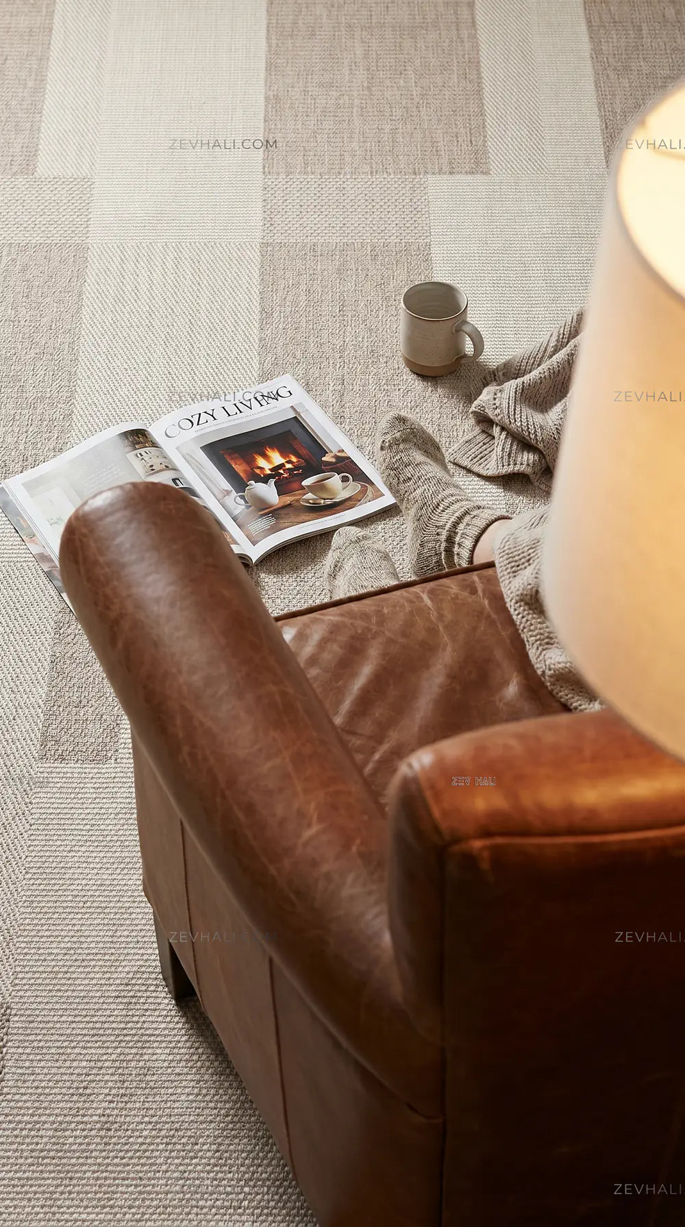 Zev Halı Sisal Vizon Geometrik Bloklu Makinede Yıkanabilir Kaymaz Salon Mutfak Halısı ZS03 | Sisal Halı | Zev Halı