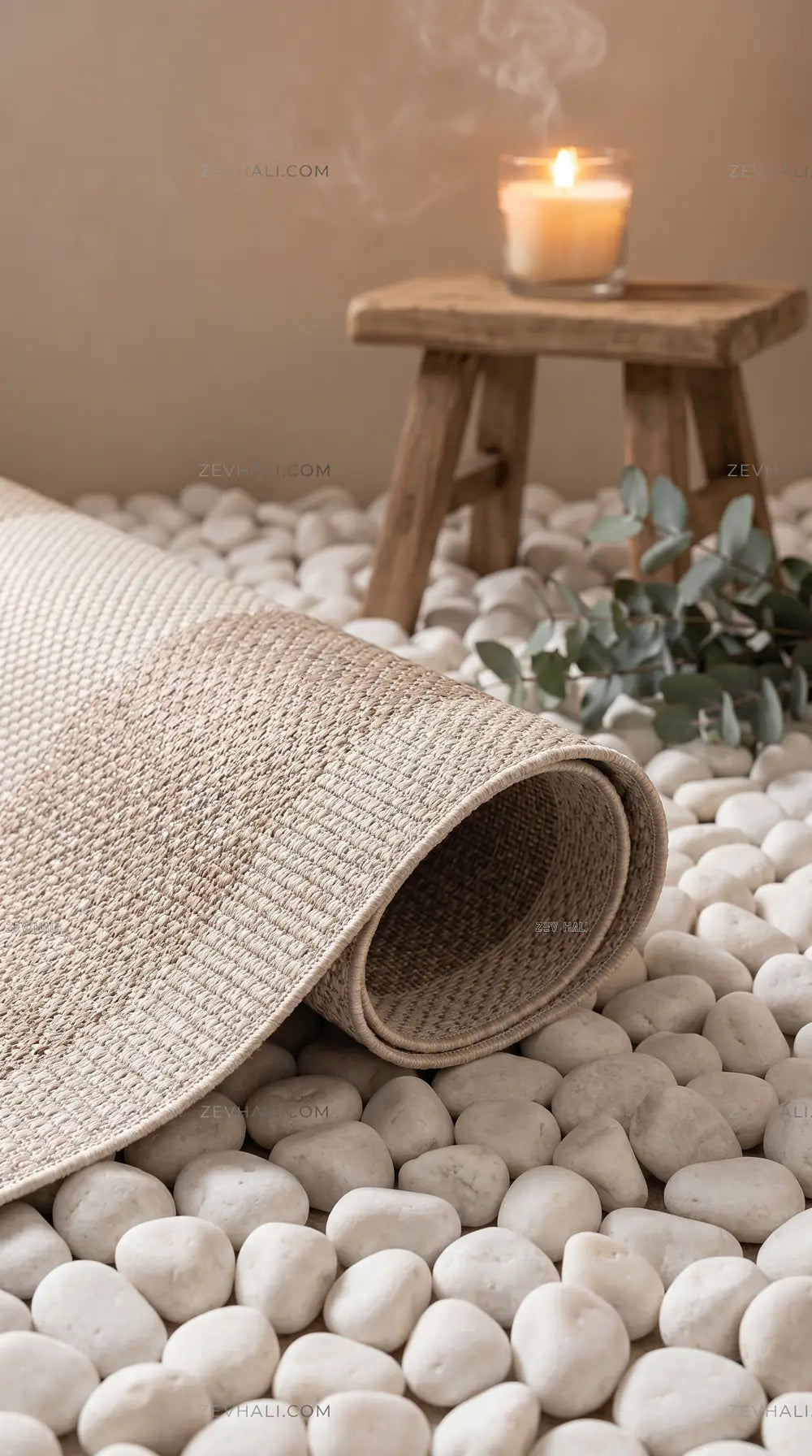Zev Halı Sisal Vizon Geometrik Bloklu Makinede Yıkanabilir Kaymaz Salon Mutfak Halısı ZS03 | Sisal Halı | Zev Halı
