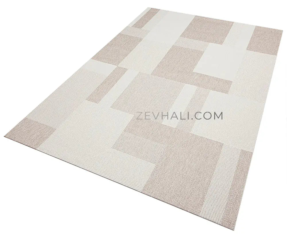Zev Halı Sisal Vizon Geometrik Bloklu Makinede Yıkanabilir Kaymaz Salon Mutfak Halısı ZS03 | Sisal Halı | Zev Halı
