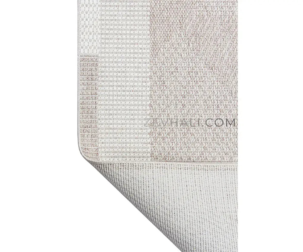 Zev Halı Sisal Vizon Krem Asimetrik Geometrik Makinede Yıkanabilir Salon Mutfak Balkon Halısı ZS04 | Sisal Halı | Zev Halı