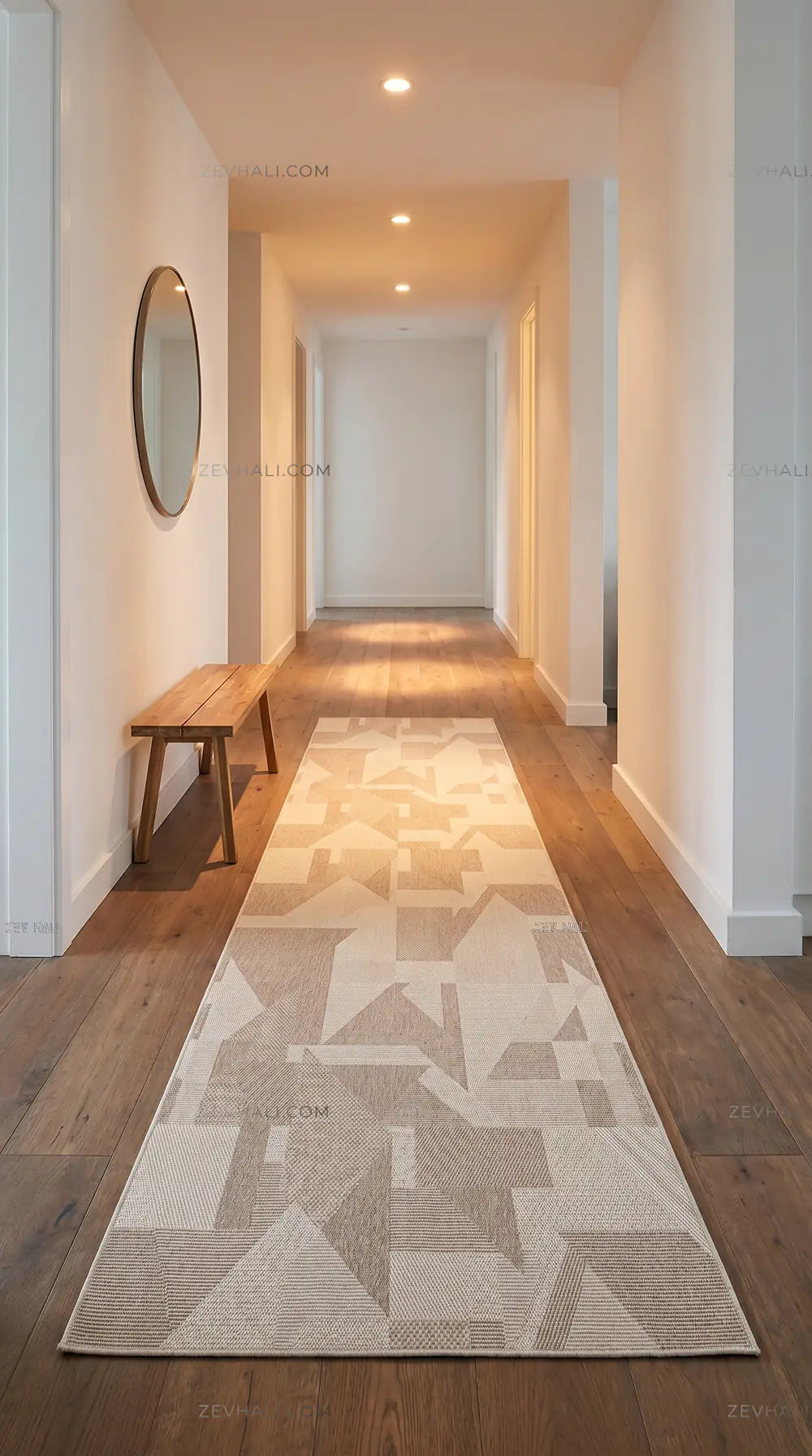 Zev Halı Sisal Vizon Krem Asimetrik Geometrik Makinede Yıkanabilir Salon Mutfak Balkon Halısı ZS04 | Sisal Halı | Zev Halı