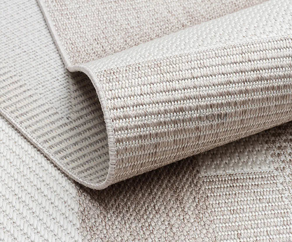 Zev Halı Sisal Vizon Krem Asimetrik Geometrik Makinede Yıkanabilir Salon Mutfak Balkon Halısı ZS04 | Sisal Halı | Zev Halı