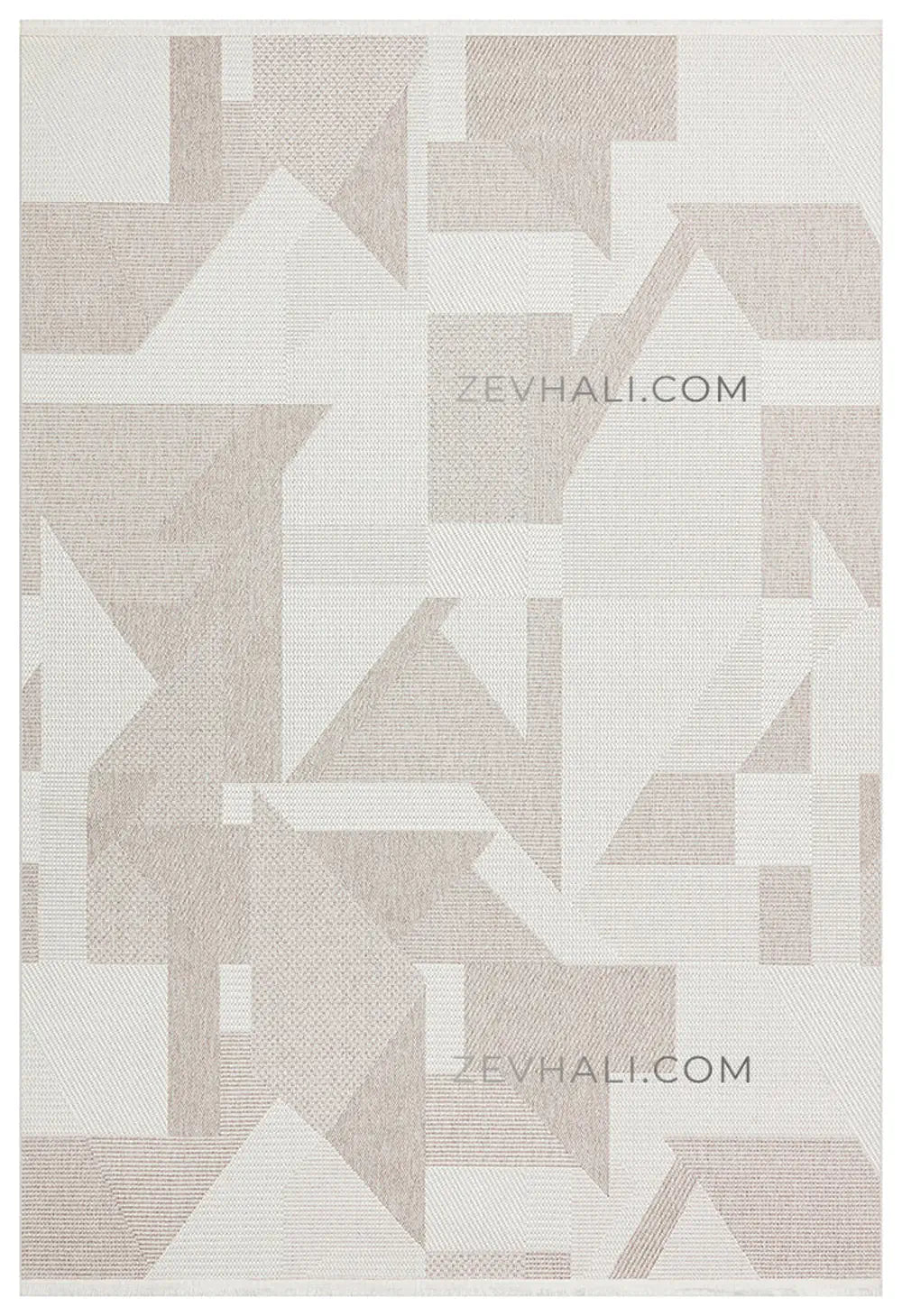 Zev Halı Sisal Vizon Krem Asimetrik Geometrik Makinede Yıkanabilir Salon Mutfak Balkon Halısı ZS04 | Sisal Halı | Zev Halı