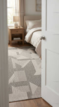 Zev Halı Sisal Gri Asimetrik Geometrik Makinede Yıkanabilir Mutfak Koridor Salon Halısı ZS05 | Sisal Halı | Zev Halı