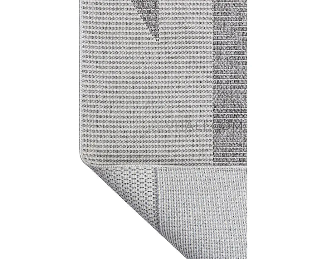 Zev Halı Sisal Gri Asimetrik Geometrik Makinede Yıkanabilir Mutfak Koridor Salon Halısı ZS05 | Sisal Halı | Zev Halı