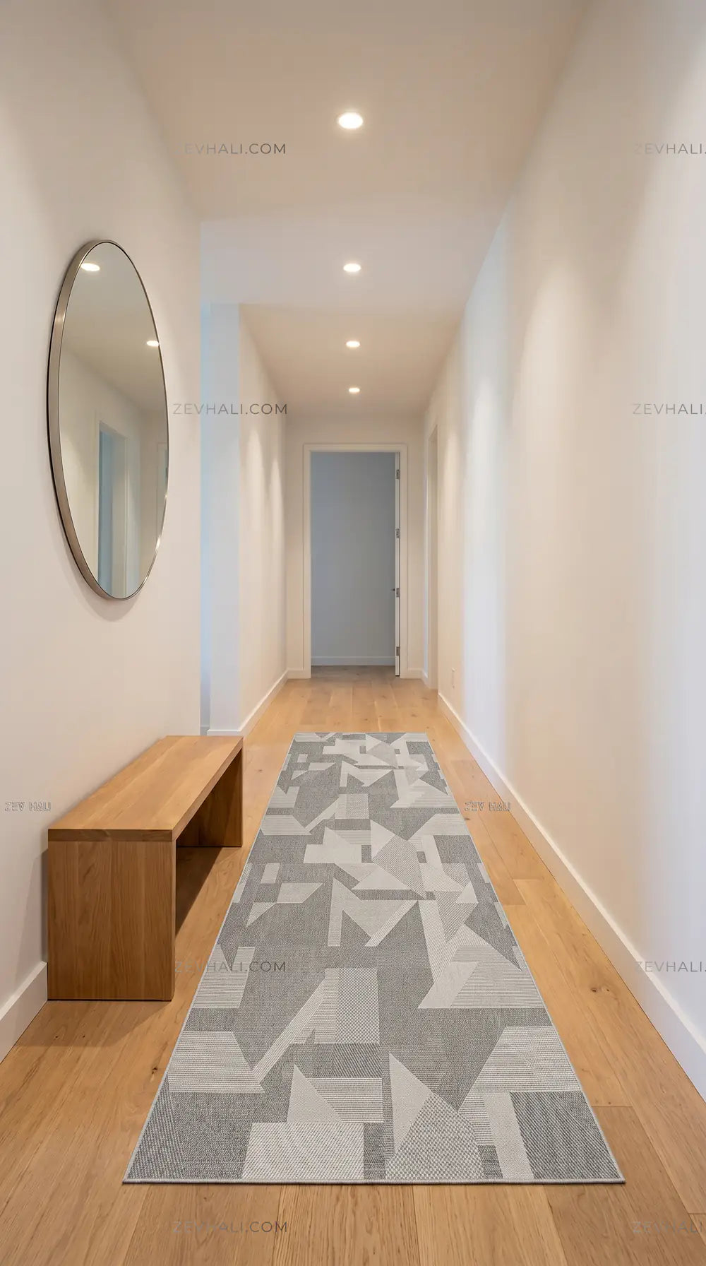 Zev Halı Sisal Gri Asimetrik Geometrik Makinede Yıkanabilir Mutfak Koridor Salon Halısı ZS05 | Sisal Halı | Zev Halı