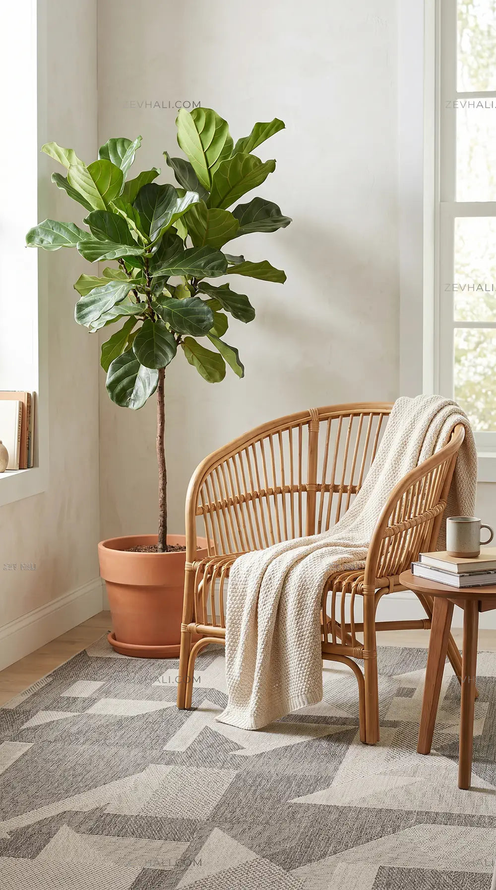 Zev Halı Sisal Gri Asimetrik Geometrik Makinede Yıkanabilir Mutfak Koridor Salon Halısı ZS05 | Sisal Halı | Zev Halı