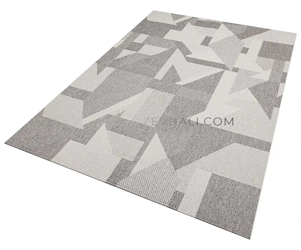 Zev Halı Sisal Gri Asimetrik Geometrik Makinede Yıkanabilir Mutfak Koridor Salon Halısı ZS05 | Sisal Halı | Zev Halı