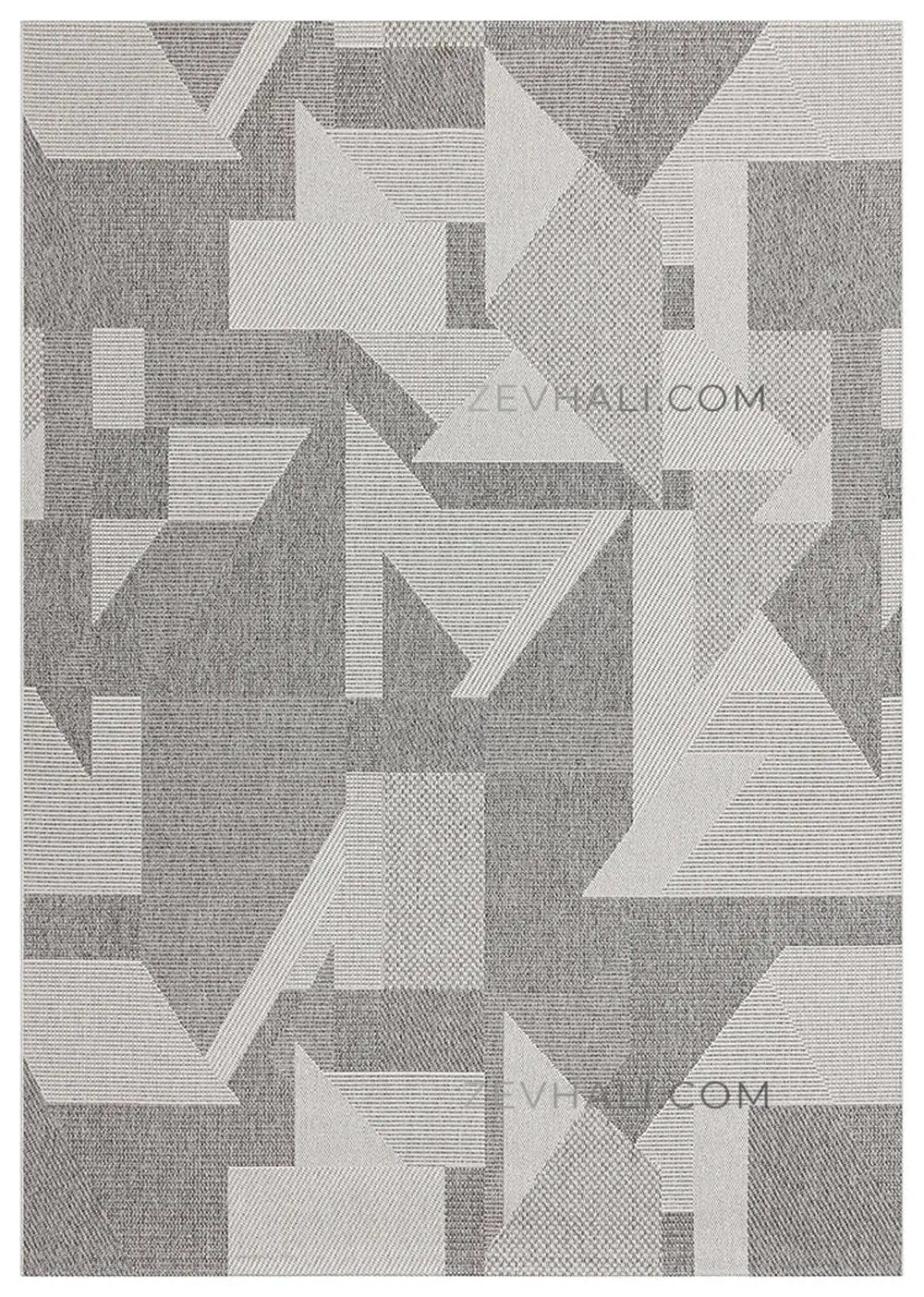 Zev Halı Sisal Gri Asimetrik Geometrik Makinede Yıkanabilir Mutfak Koridor Salon Halısı ZS05 | Sisal Halı | Zev Halı