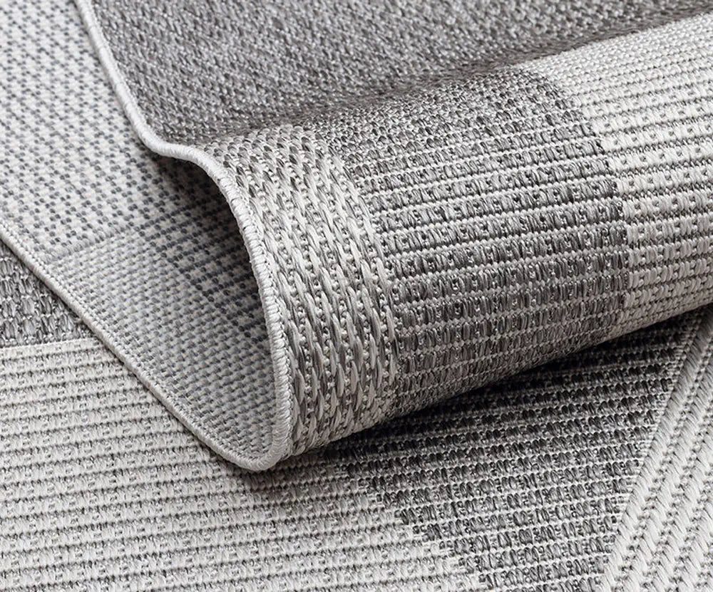 Zev Halı Sisal Gri Asimetrik Geometrik Makinede Yıkanabilir Mutfak Koridor Salon Halısı ZS05 | Sisal Halı | Zev Halı