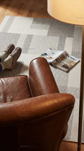 Zev Halı Sisal Gri Geometrik Bloklu Özel Ölçü Yıkanabilir Salon Mutfak Koridor Halısı ZS06 | Sisal Halı | Zev Halı
