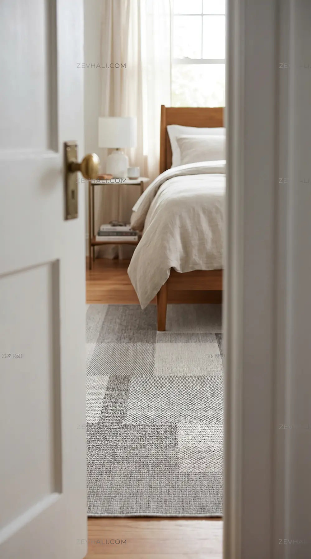 Zev Halı Sisal Gri Geometrik Bloklu Özel Ölçü Yıkanabilir Salon Mutfak Koridor Halısı ZS06 | Sisal Halı | Zev Halı
