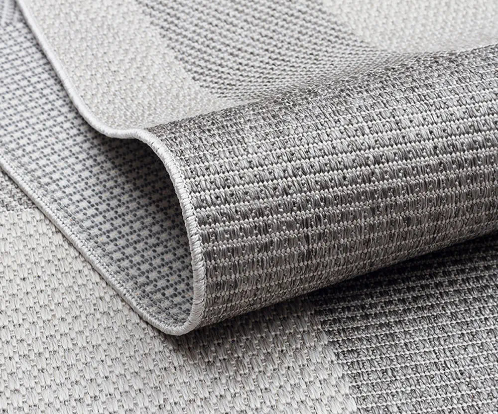 Zev Halı Sisal Gri Geometrik Bloklu Özel Ölçü Yıkanabilir Salon Mutfak Koridor Halısı ZS06 | Sisal Halı | Zev Halı