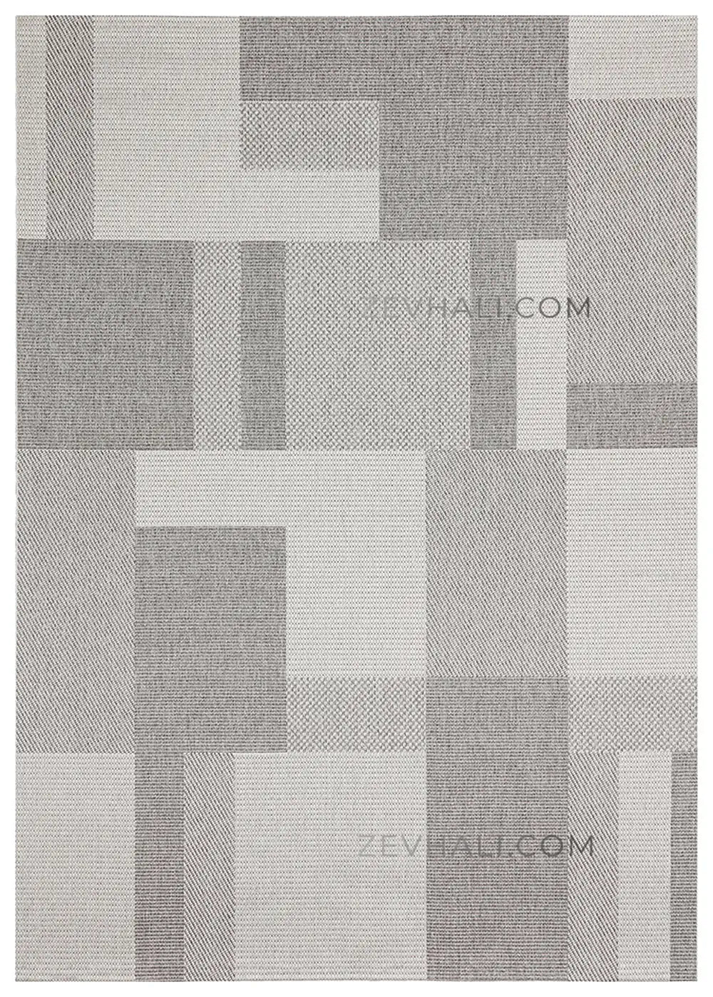 Zev Halı Sisal Gri Geometrik Bloklu Özel Ölçü Yıkanabilir Salon Mutfak Koridor Halısı ZS06 | Sisal Halı | Zev Halı