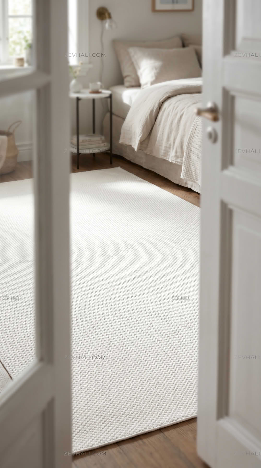 Zev Halı Sisal Krem Kendinden Dokulu Özel Ölçü Yıkanabilir Salon Mutfak Balkon Halısı ZS07 | Sisal Halı | Zev Halı